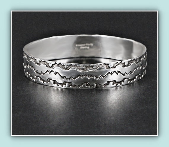 Rare Handcrafted Bangle Bracelet, Sterling Silver… - image 2