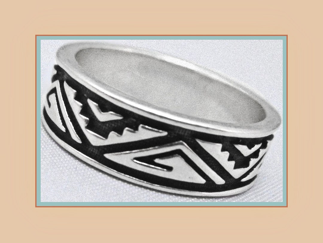 Vintage Pollack Relios Wide Stackable Sterling Silver Ring, Tribal ...