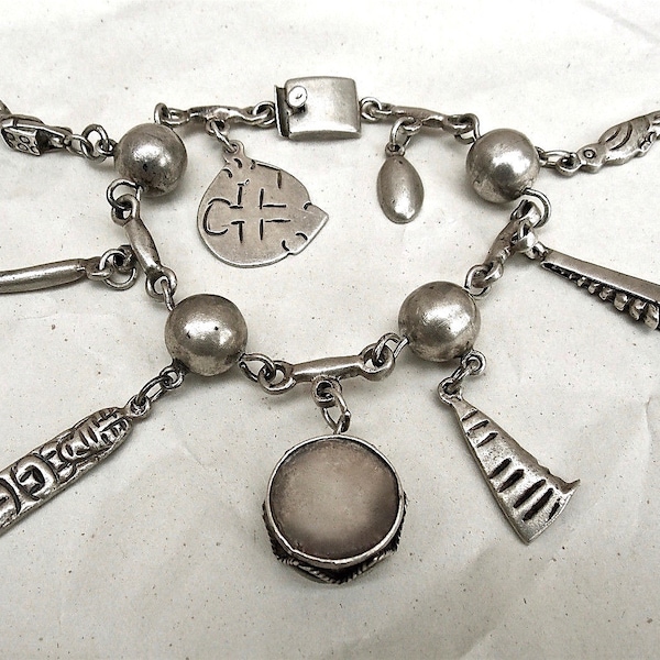 Vintage Mexican Sterling Charm Bracelet By Platería FarFan in Mexico City