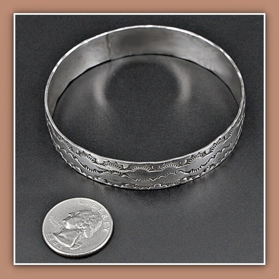 Rare Handcrafted Bangle Bracelet, Sterling Silver… - image 6