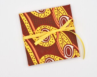 Handmade mini accordion album with abstract red and yellow pattern