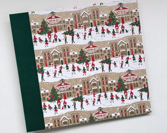 Handmade expandable 12x12 scrapbook with Christmas village decoration