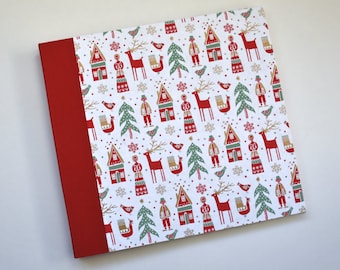 Handmade expandable 12x12 scrapbook with Scandinavian Christmas decorations