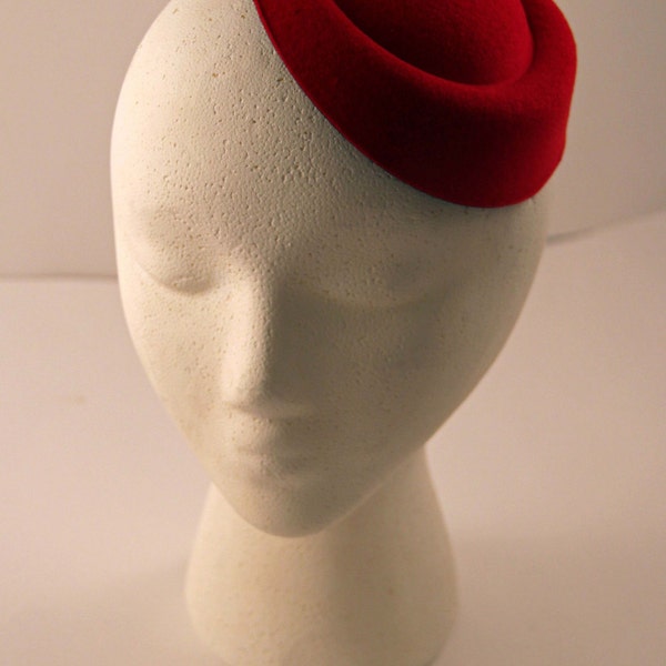 Red Felt Pillbox Style Fascinator Hat Base for Millinery & DIY Hats