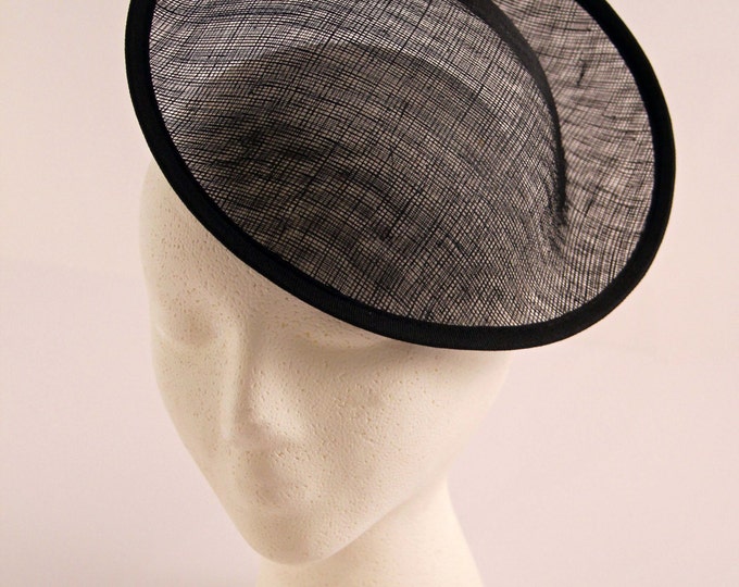 Black Large Saucer Sinamay Fascinator Hat Base for Millinery Etsy