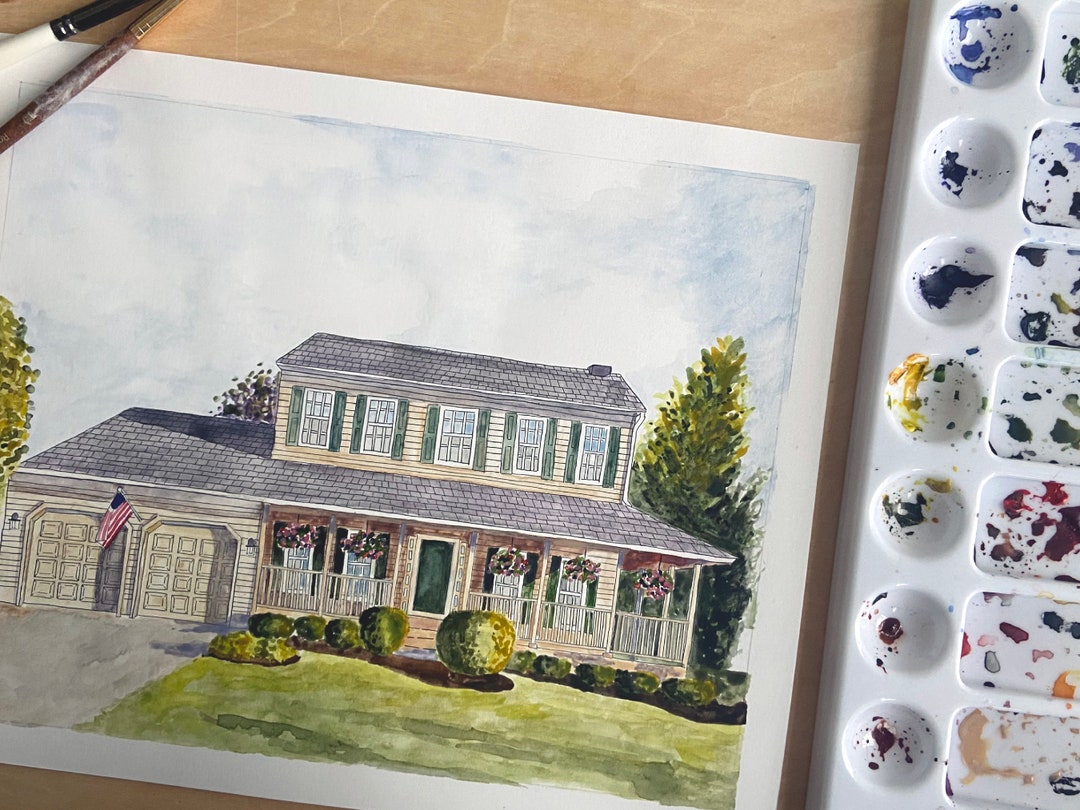 Custom Watercolor Home Painting, House Illustration, Housewarming Gift ...