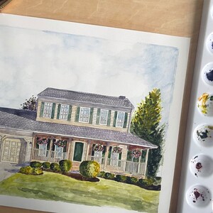 Custom Watercolor Home Painting, House Illustration, Housewarming Gift, Original Watercolor House Portrait