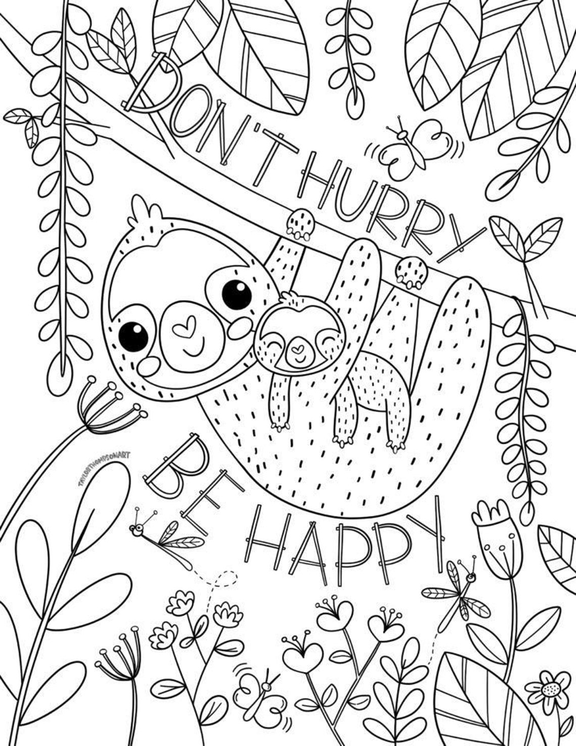 Sloth Coloring Pages Printable Adult Coloring Pages