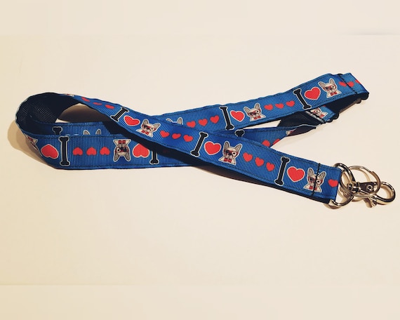 French Bulldog Lanyard I Love French Bulldogs Keychain Etsy