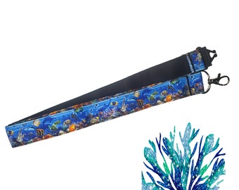 Ocean Themed Lanyard or Keychain – Sea Life Print – Beach Lover Gift