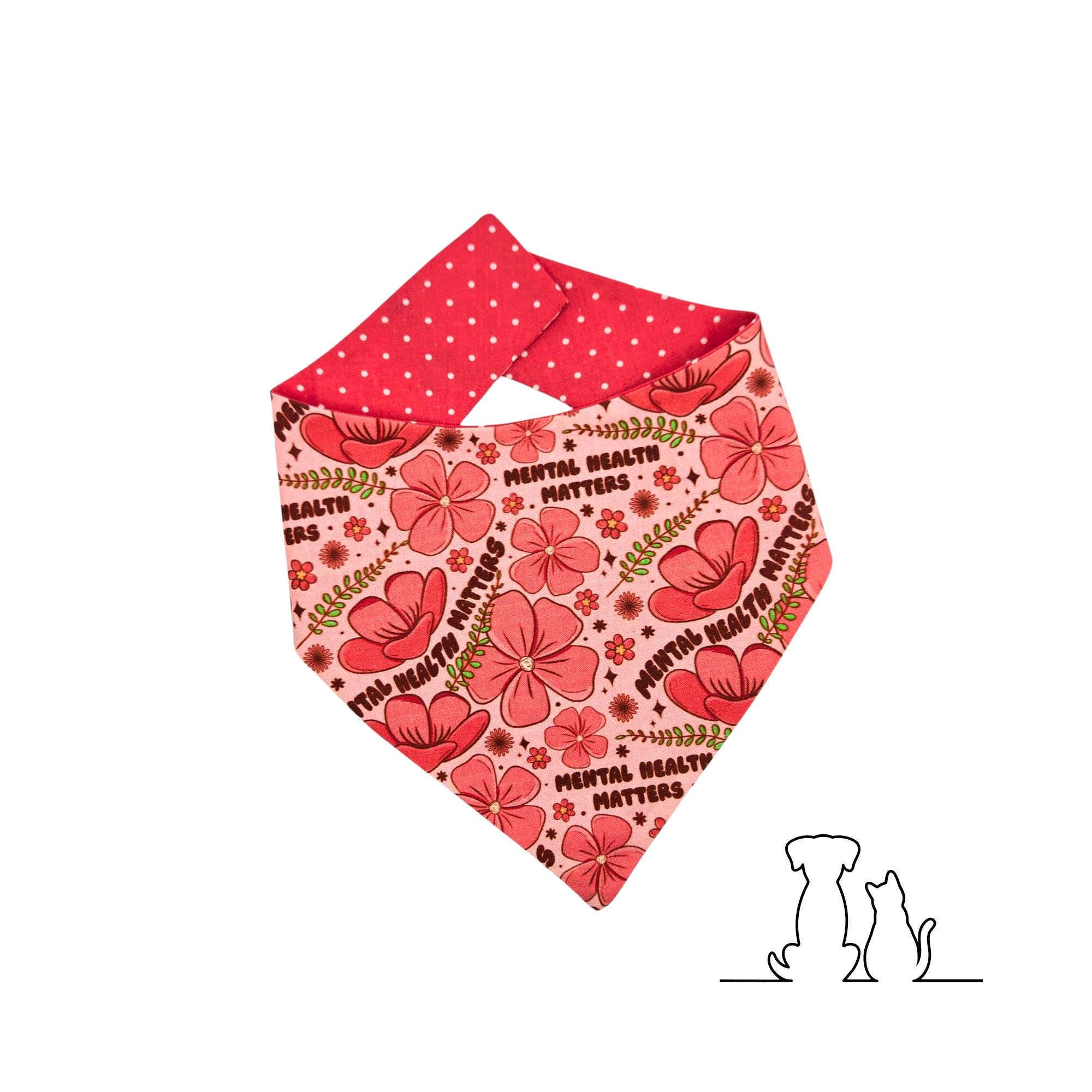 Mental Health Matters Dog Bandana – Support Awareness, Inspirational Dog Scarf, Mental Wellness Gift for Dog Lovers