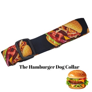 Hamburger Themed Dog Collar – Fun Foodie Dog Collar – Burger Lover Pet Accessory – Summer BBQ Dog Gear – Novelty Dog Collar for Food Fans