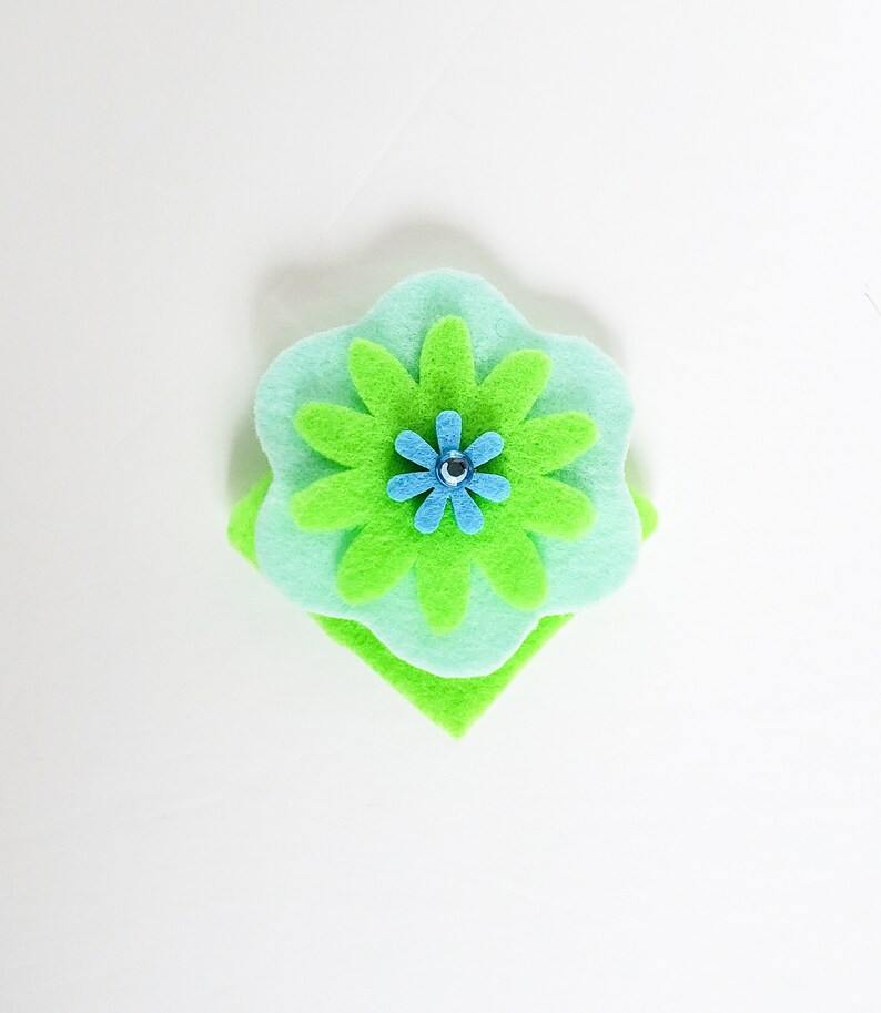 Flower Felt Corner Bookmarks Blue/Green