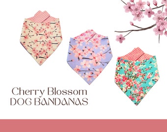 Cherry Blossom Reversible Snap On or Slip On The Collar Cat or Dog Bandana