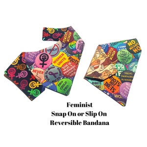 Feminist Activist Snap On or Slip On The Collar Cat or Dog Bandana - Feminist Dog Bow Tie