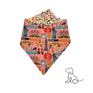 The Big Apple - New York Themed Reversible Snap On or Slip On the Collar Cat or Dog Bandana - Dog Bow Tie