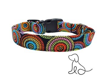 Geometric Multicolor Circles Dog Collar - Dog Collar Flower