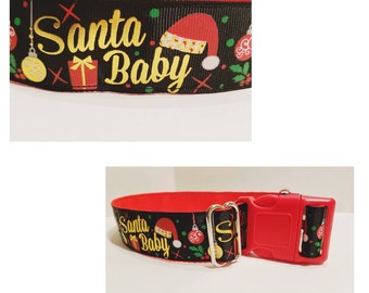 Santa Baby 1.5" or 1" Dog Collar - Christmas Dog Collar