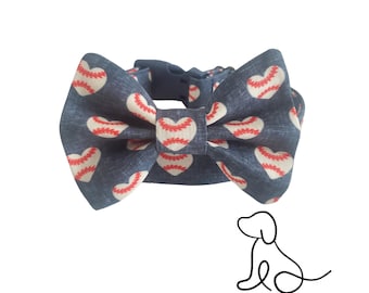 Baseball Dog Collar Ensemble - Dog Collar - Dog Bow Tie