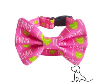 I Love Tennis Dog Collar Collection in Pink or Blue