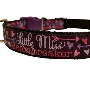 Collier pour chien violet pour la Saint-Valentin - Collier pour chien Little Miss Heart Breaker - Cadeau Saint-Valentin - Collier pour chien Saint-Valentin