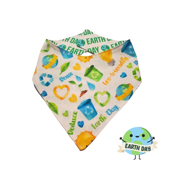 Earth Day Reversible Cat or Dog Bandana - Snap On Earth Day Bandana - Slip On The Neck Bandana