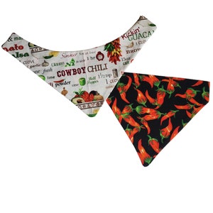 Chili Peppers Reversible Snap on or Slip on Cat or Dog Bandana Dog