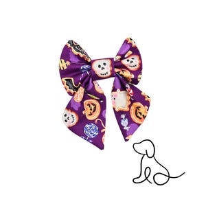 Halloween Dog Bow Tie Collection – Houndstooth Dog Bow, Pumpkin Dog Bow, Witches & Cats Print, Black Cat Bow, Sugar Cookie Sailor Bow Tie