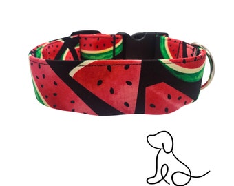 Watermelon Slices Dog Collar - Sailor Style Bow Tie