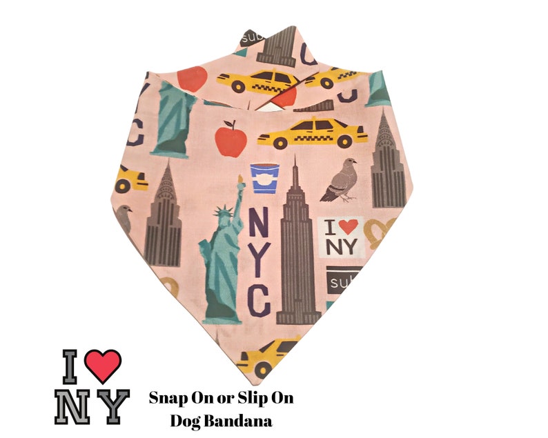 New York Themed Dog Bandana Big Apple Snap on or Slip on Dog Etsy