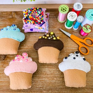 Quirky & Fun Felt Food Pincushions - Cupcake - Doughnut