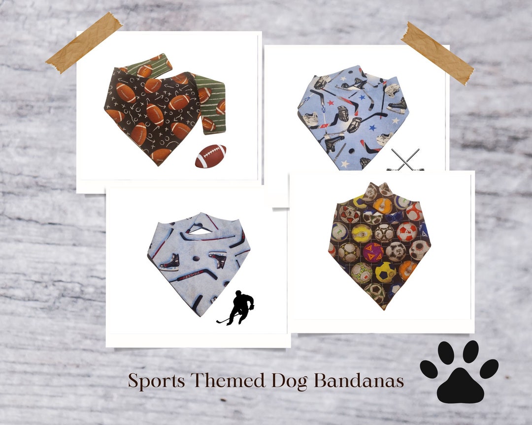 Sports Themed Dog Bandana Football Hockey Soccer Dog Etsy