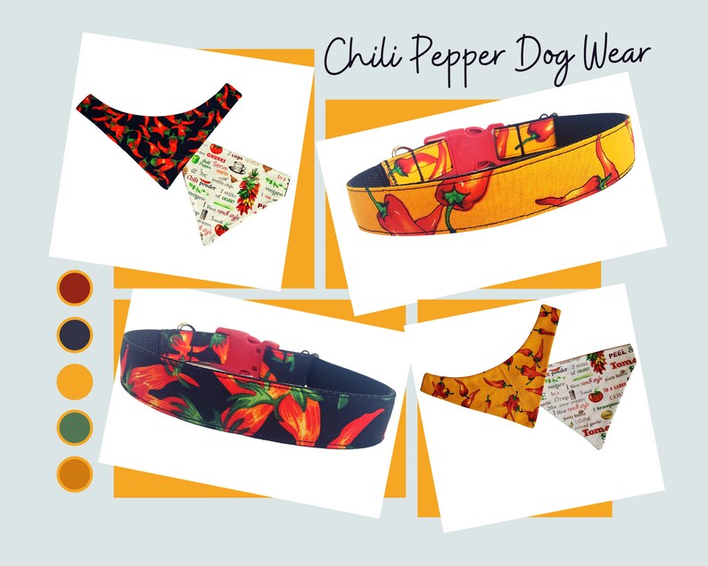 Chili Peppers Themed Dog Collar in Two Colors Snap on or Etsy