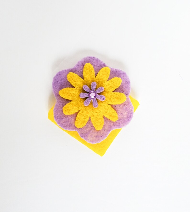 Flower Felt Corner Bookmarks Yellow/Purple