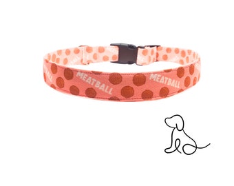 Meatball the Dog - Dog Collar - Dog Bow Tie - Slip On or Snap On Dog Bandana - Pink or Turquoise/Blue