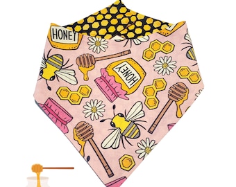 Honey Pot Reversible Snap On or Slip On Dog Bandana - Honey Dog Bandana