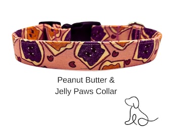 Peanut Butter and Jelly Paws - Pink Dog Collar or Bow Tie