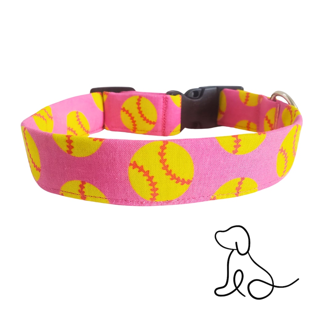 Pink Softball Dog Collar Dog Bandana Dog Bow Tie Etsy