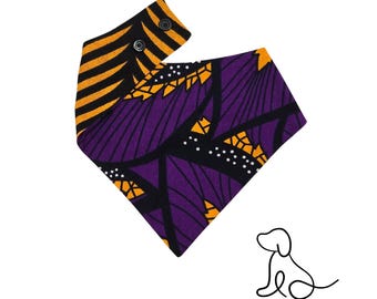 Purple and Gold Reversible Snap On Dog Bandana - Pet Neckwear