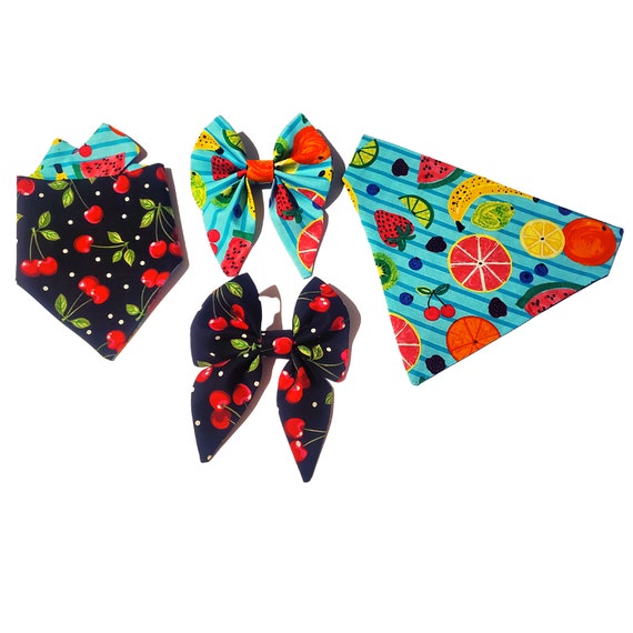 Reversible Cherry Fruit Dog Collection Cherry Dog Bow Tie Etsy