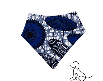 Blue Geometric Reversible Dog Bandana - Pet Neckwear