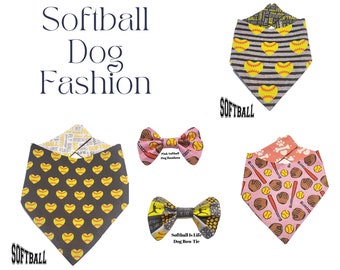 Softball Reversible Snap On or Slip On Cat or Dog Bandana - Softball Is Life - Dog Bow Tie - Pink Girl Dog Bandana