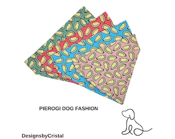 Pierogi Lover Dog Collar Ensemble in Pink, Red, Blue or Sage – Foodie Bow Tie & Bandana
