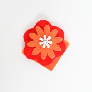 Flower Felt Corner Bookmarks Red/Orange