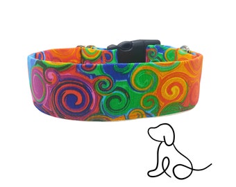 Multicolor Swirls Dog Collar or Dog Collar Flower