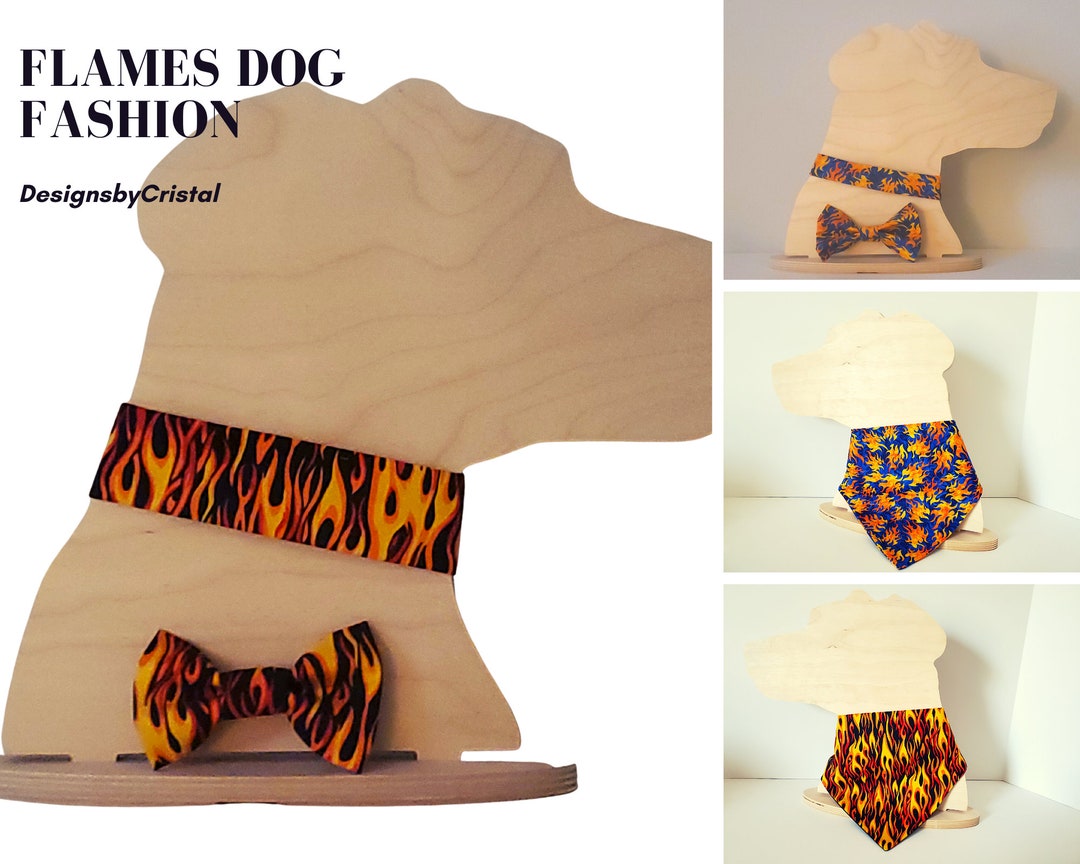 Orange/red or Blue Flames Dog Bandana Blue or Red/orange Flame Dog