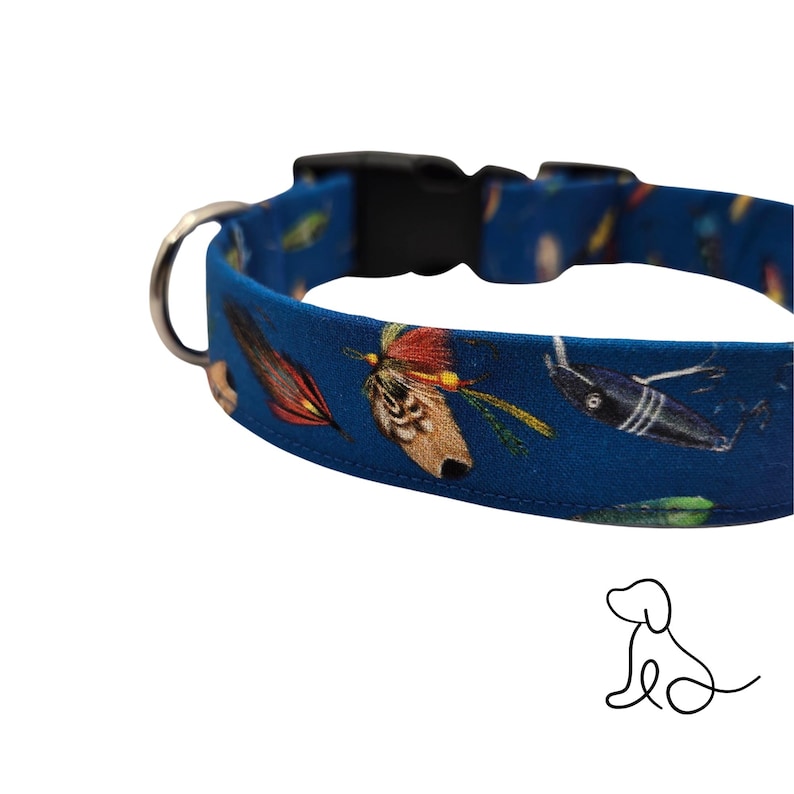 Blue Fishing Lures Dog Collar or Bow Tie Etsy