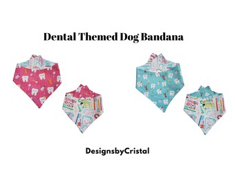 Dentist Themed Snap On or Slip On Cat or Dog Bandana - Dental Tooth Dog Bow Tie