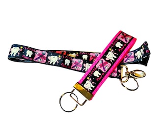 Pink and Black Dental Keychain or Lanyard - Dental Student Graduation Gift - Gift For A Dentist - Dental Office Staff Gift