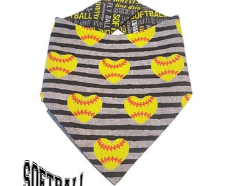 Softball Reversible Snap On or Slip On Cat or Dog Bandana - Softball Is Life - Dog Bow Tie